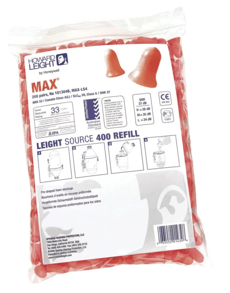 Howard Leight Max, tapones para los oídos de espuma, 37 dB, 200 pares
